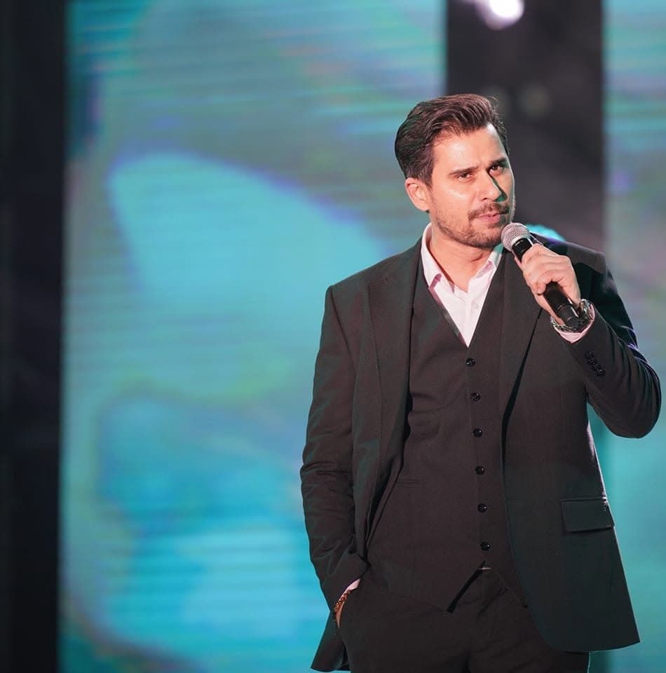 Stand-up comedian performing at a GnF Events show